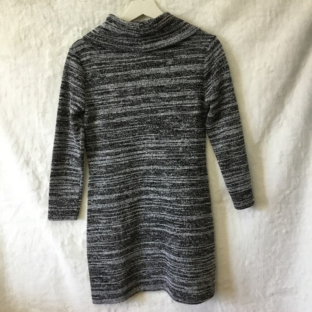 Loft Black & White Marled Cowl Neck Sweater Dress - Picture 4 of 7